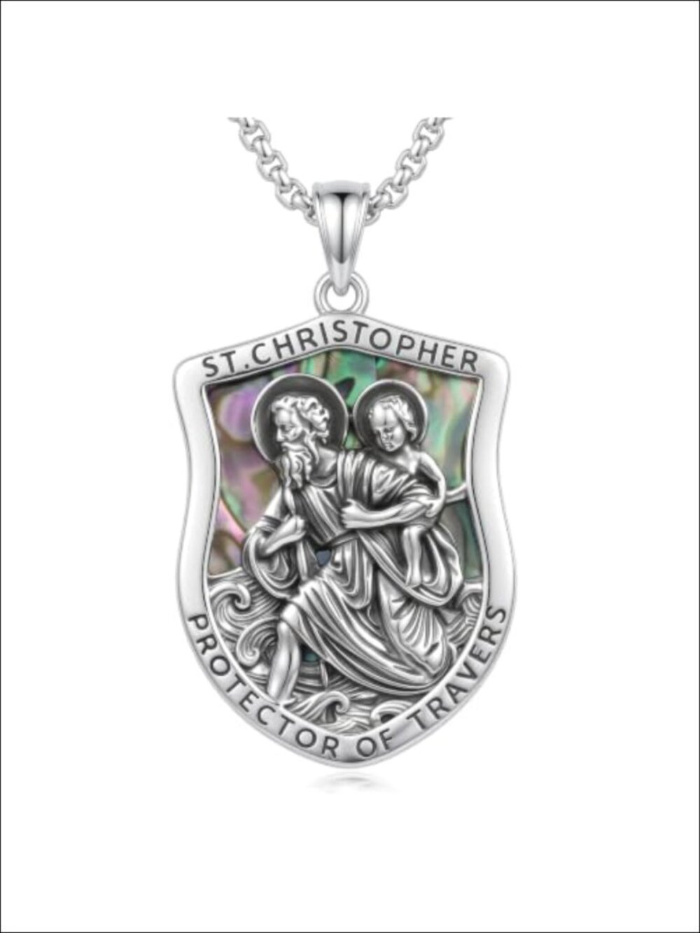 925 Sterling Silver Saint Christopher Necklace Catholic Medal Pendant